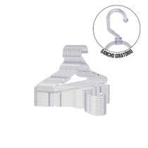 Kit com 20 Cabides Cavado Giratório Transparente Elegância e Funcionalidade