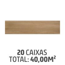 Kit com 20 Caixas de Porcelanato Carvalho Natural 26x106cm Caixa 2,00m² Retificado Marrom
