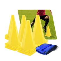 Kit com 20 cones de agilidade de 23cm ideal para Futebol e Cross e bolsa transporte - Amarelo