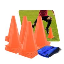 Kit com 20 cones de agilidade de 23cm ideal para Futebol e Cross e bolsa transporte - Laranja - Pista e Campo