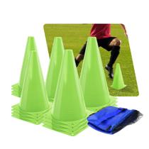 Kit com 20 cones de agilidade de 23cm ideal para Futebol e Cross e bolsa transporte - Verde