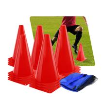 Kit com 20 cones de agilidade de 23cm ideal para Futebol e Cross e bolsa transporte - Vermelho