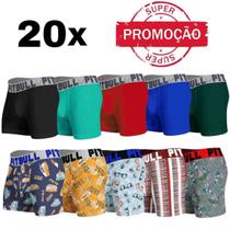 Kit Com 20 Cuecas Boxer Box Masculina Adulto Pitbull Atacado