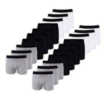 Kit com 20 Cuecas Boxer Box Try Basics Algodão Cotton Lisa Básica Casual Moda Masculina