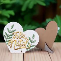 Kit com 20 Enfeites de Natal em Formato de Coração Decoração em MDF para Mesa e Escritório