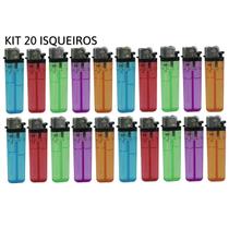 Kit com 20 isqueiros chama transparente colorido