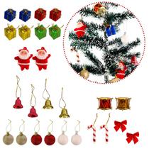 Kit com 20 itens Enfeites de Natal Completo Laço Papai Noel Presentes Kit com 20 itens Enfeites de Natal Completo Laço Papai Noel Presentes