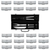Kit com 20 Kits Churrasco Inox - Garfo - Faca - Pegador