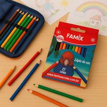 Kit com 20 Lápis de Cor 12 Cores Mini Meio Pequeno Famix Material Escolar Kit com 20 Lápis de Cor 12 Cores Mini Meio Pequeno Famix Material Escolar