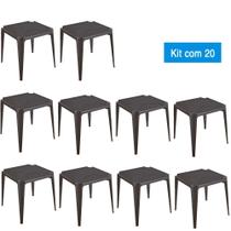 Kit com 20 Mesas de Plástico Monobloco Preta