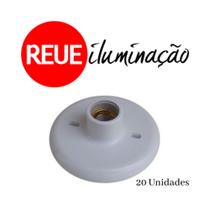Kit com 20 plafon de teto plástico branco com soquete de porcelana E-27