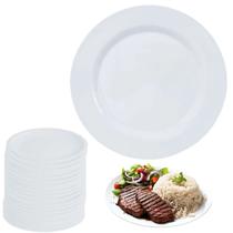 Kit com 20 Pratos Rasos com 28 Cm Branco em Melamina / Plastico Bestfer