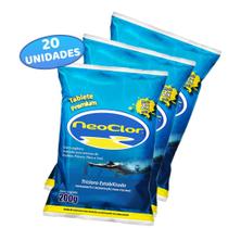Kit com 20 Tabletes De Cloro Premium Neoclor Pastilha Para Tratamento De Piscinas Kit com 20 Tabletes De Cloro Premium Neoclor Pastilha Para Tratamento De Piscinas