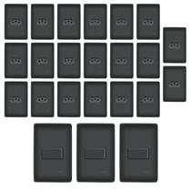Kit Com 20 Tomadas + 5 Interruptores Habitat Black Casa Completa Kit Com 20 Tomadas + 5 Interruptores Habitat Black Casa Completa