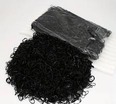 Kit com 200 Elásticos de Silicone Pretos para Cabelo Pequenos, Resistentes e Flexíveis