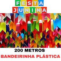 Kit Com 200 Metros Bandeirinha Plástico Bandeira Festa Junina Arraiá Cor Coloridas 100m