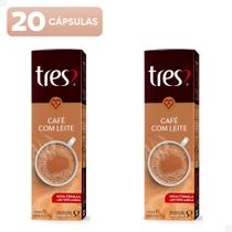 Kit com 20x Cápsulas Café com Leite Cremoso 3 Três Corações Pingado e Adocicado Kit com 20x Cápsulas Café com Leite Cremoso 3 Três Corações Pingado e Adocicado