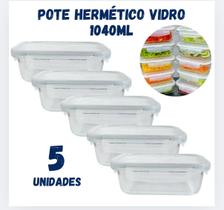 Kit com 2,3,5 Potes Herméticos de Vidro 1040ml Tampa Vedação Cozinha e Despensa
