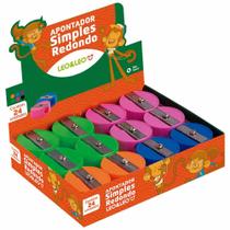 Kit Com 24 Apontadores Redondo Simples Plástico Lâmina Inox Escolar