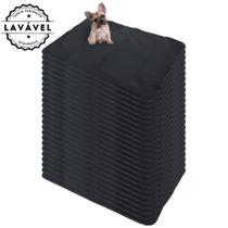 Kit com 24 Banheiro para Cães Tecido Ecológico 100x70 Preto - 200 Lavagens Quality