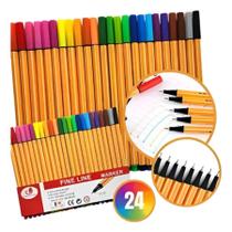 Kit com 24 Canetas Coloridas com Estojo