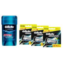 Kit com 24 Cargas Gillette Mach3+Necessarie+1 Desodorante Gillette Clinical Gel Pressure Defense 45g