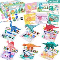 Kit com 24 Cartões e Kits de Pintura de Dinossauros para o Dia dos Namorados