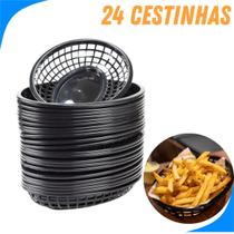 Kit Com 24 Cestinhas Plásticas Para Pastel Salgados Porções Lanchonete Bar - H7SHOP