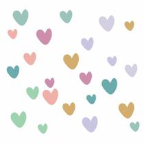 Kit com 24 Corações 5, 4 e 3 cm Adesivo De Parede Coração Colorido Infantil - Tons Fofinhos