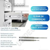 Kit com 24 corrediças telescópica para gaveta Rayco 30x450mm 10 Pacotes