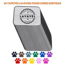 Kit com 24 Fraldas de Cães p/Chão 70x50 Sortidos 200 Lavagens - Alta Absorção - Ecológico
