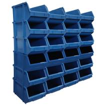 Kit Com 24 Gaveteiros de Plástico Organizador Bin Nº 6 - Azul - CaixaPlast