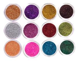 Kit Com 24 Glitter Purpurina Em Pó Unha Maquiagem Carnaval