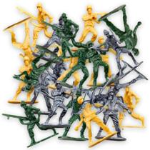 Kit Com 24 Mini Soldadinhos de Guerra de Plastico Pica Pau
