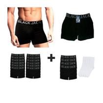 Kit com 24 peças: 12 Cuecas e 12 Meias Brancas - Black jack