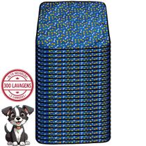 Kit com 24 Tapetes Higiênicos 70x50 Ossinho Azul para cães 3 Camadas Lavável - Alta Absorção