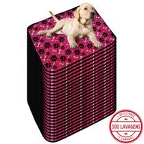 Kit com 24 Tapetes Higiênicos 70x50 Patinha Rosa para cães 3 Camadas Lavável - Alta Absorção