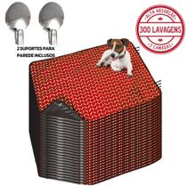 Kit com 24 Tapetinhos Alta Absorção para Pets 100x70 Ossinho Vermelho - 300 Lavagens Ecológico