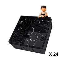 Kit com 24 tigre caixa de embutir eletroduto pes preta 4 x 4