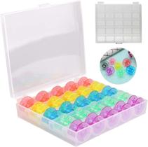 Kit Com 25 Bobinas Carretilha Baixa Plástico Colorida Estojo Organizador Kit Com 25 Bobinas Carretilha Baixa Plástico Colorida Estojo Organizador