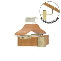 Kit com 25 Cabides com Presilha e Gancho Luxo Dourado Sofisticação e Resistência