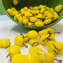 kit com 25 iscas artificiais milho amarelo com anzol e aroma para pesca - ag artigos para pesca