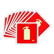 Kit com 25 Placas Fotoluminescente Indicativa Extintor Incêndio BC