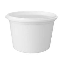 Kit Com 25 Potes Tampa Lacre 1000ml 1L Redondo Branco Para Freezer e Microondas