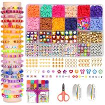Kit com 2800 Peças de Pulseira Friendship EMUFOOK - Contas de Argila e Douradas