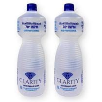 Kit com 2un Álcool Etílico Hidratado 70% INPM Bactericida Clarity - 1 Litro 1L
