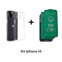Kit Com 2UN Película De Cerâmica 9D + 1UN Capa Anti Impacto Transparente Para Iphone 14
