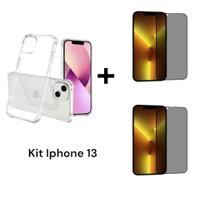 Kit Com 2UN Películas 3D De Vidro Privacidade + 1UN Capa Capinha Anti Impacto Para Iphone 13