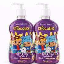 Kit com 2un Sabonete Líquido Chocolix Chocolate 400ml Omega Kids