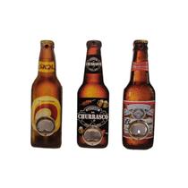 Kit com 3 Abridor de Garrafas Decorado Bebidas com imã Churrasco